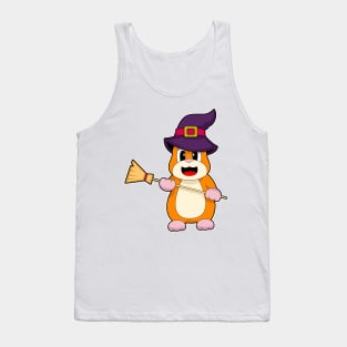 Hamster Halloween Witch Broom Tank Top